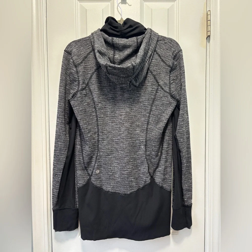 Lululemon Daily‎ Practice Jacket Women’s Black Heathered Full Zip Hooded Size 10